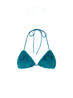 Woman teal green furry triangle top swimsuit - MC2 Saint Barth