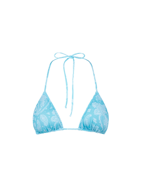 Woman light blue triangle top with paisley print - MC2 Saint Barth