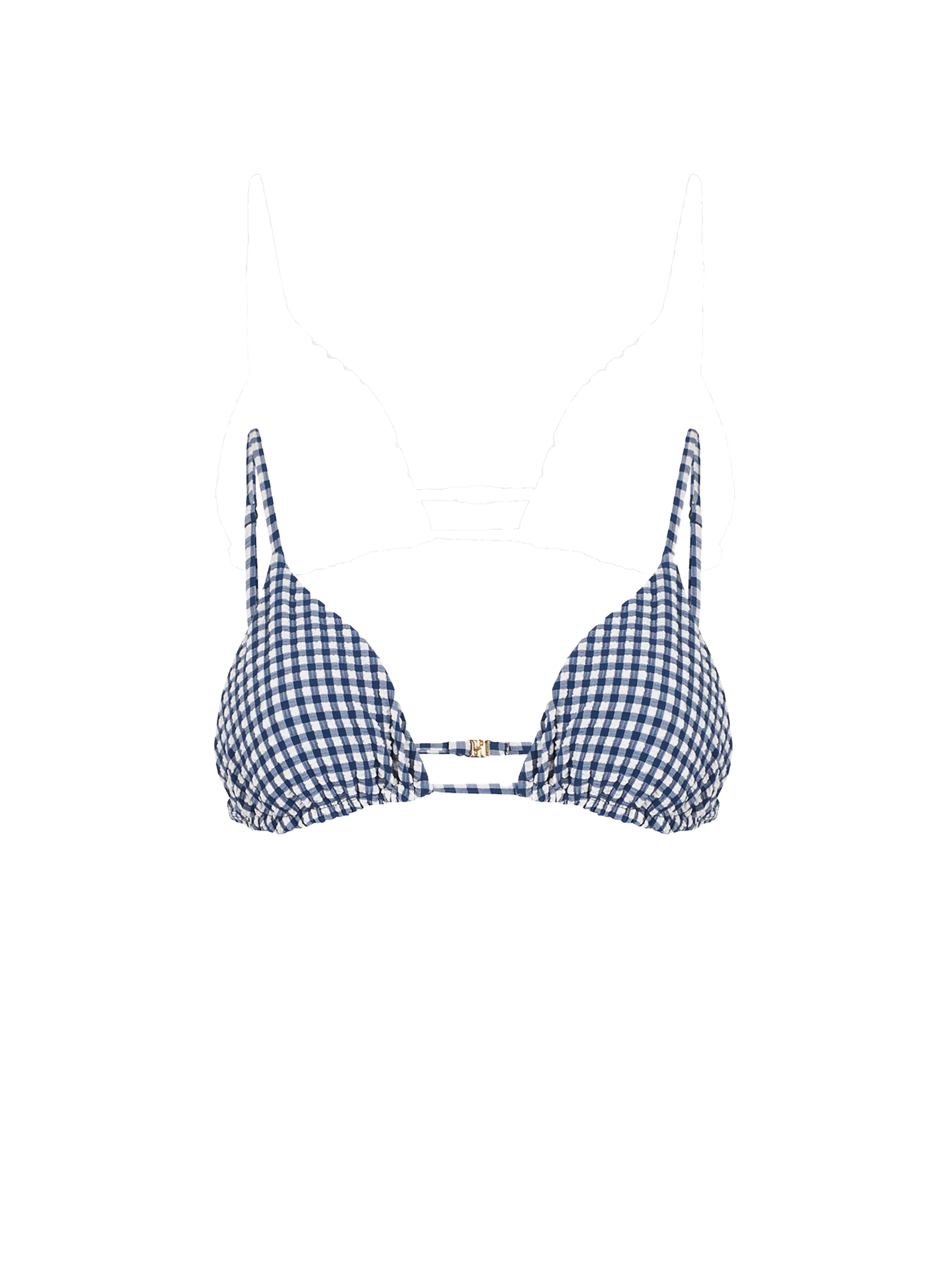 Woman crinkle blue vichy triangle top - MC2 Saint Barth