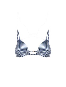 Woman crinkle blue vichy triangle top - MC2 Saint Barth