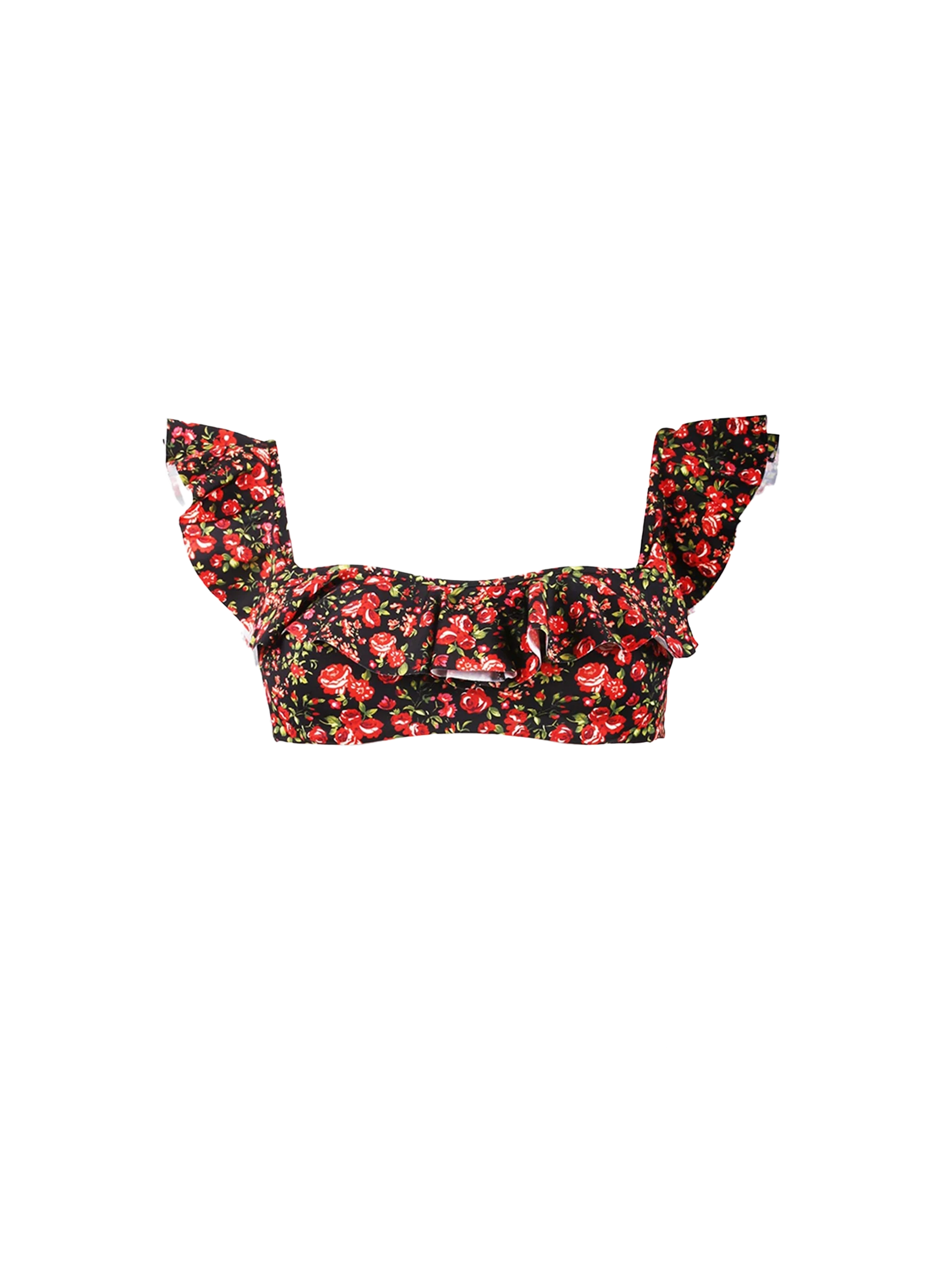 Ruffled bandeau top with flower print - MC2 Saint Barth