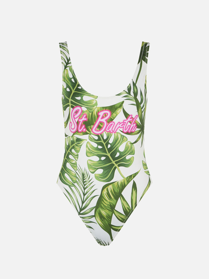 Woman one piece swimsuit with tropical print - MC2 Saint Barth