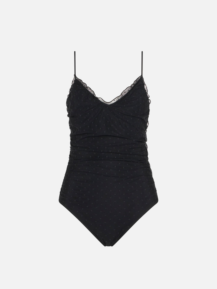 Black one piece swimsuit Francoise with tulle - MC2 Saint Barth