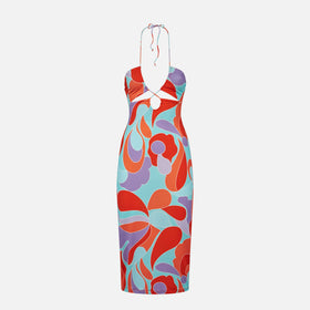 Longuette cutout wave printed dress Farah - MC2 Saint Barth