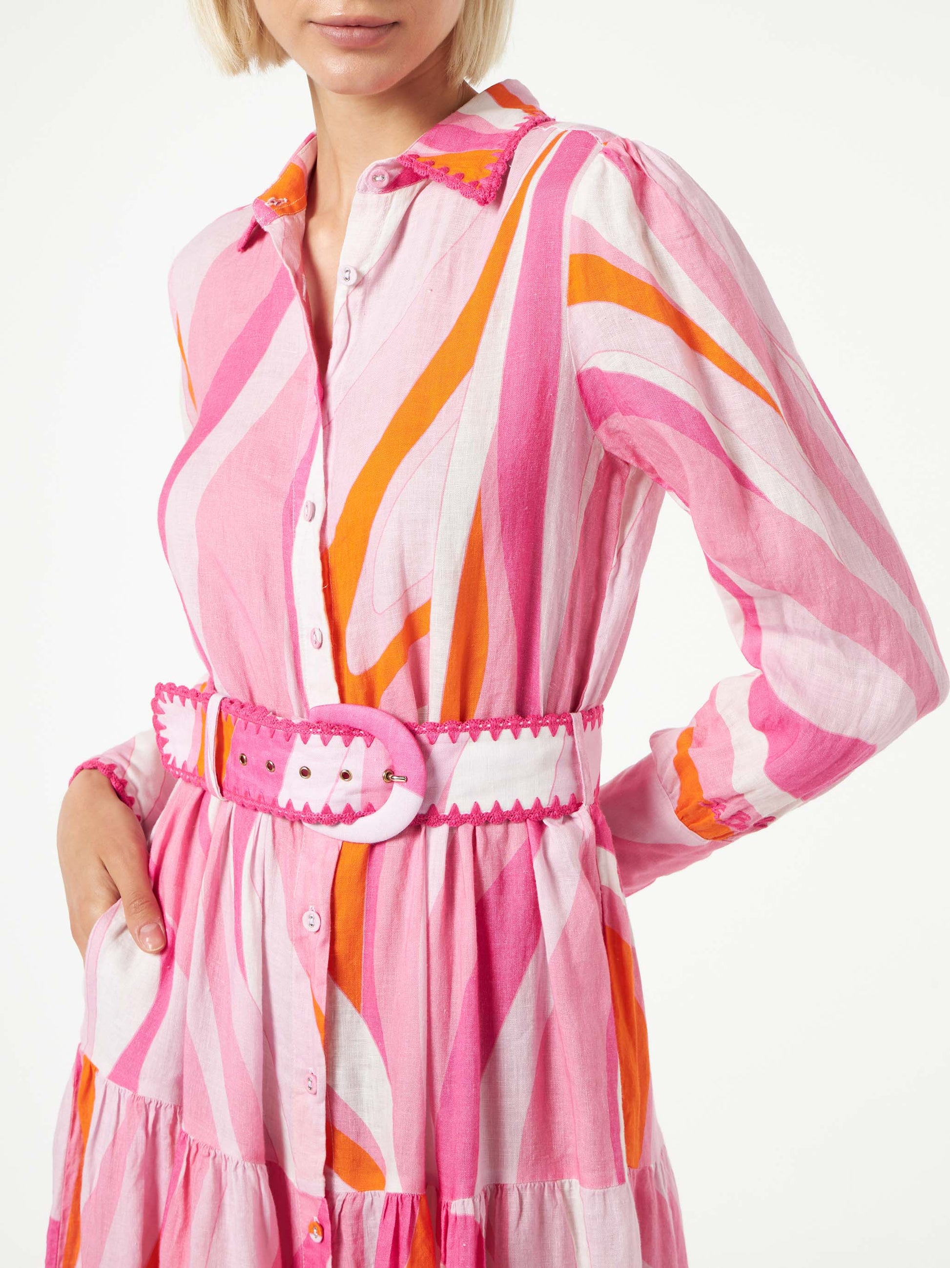 Multicolor shape wave dress Marbella with embroideries - MC2 Saint Barth