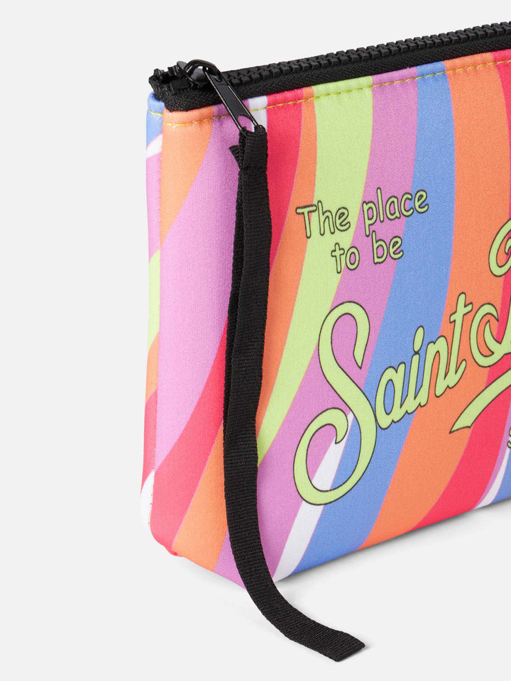Pochette Aline in scuba con stampa onde multicolor