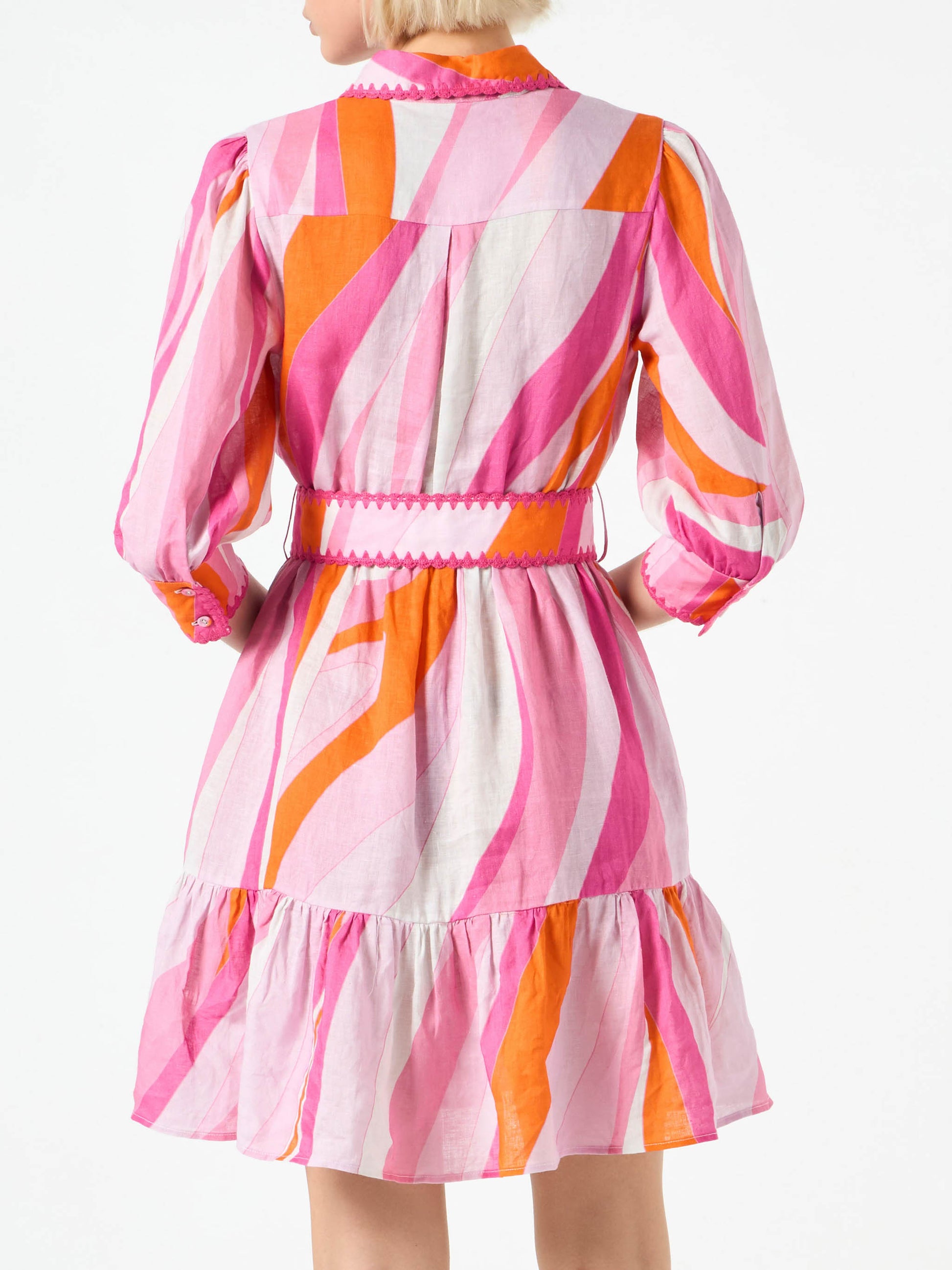 Shape wave print linen short dress Daisi - MC2 Saint Barth