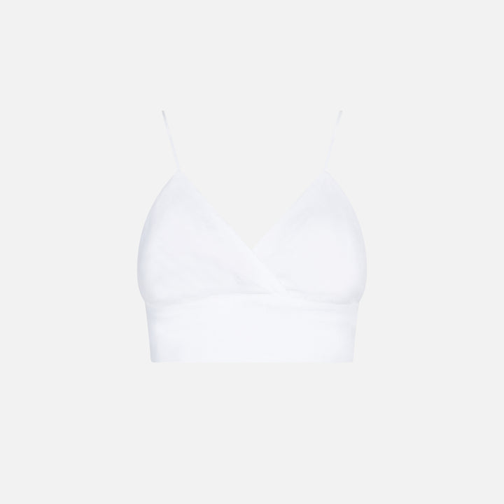 Top a bralette in lino bianco