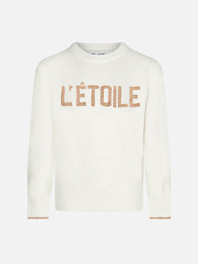 gIRL White sweater with L'Étoile lurex print - MC2 Saint Barth