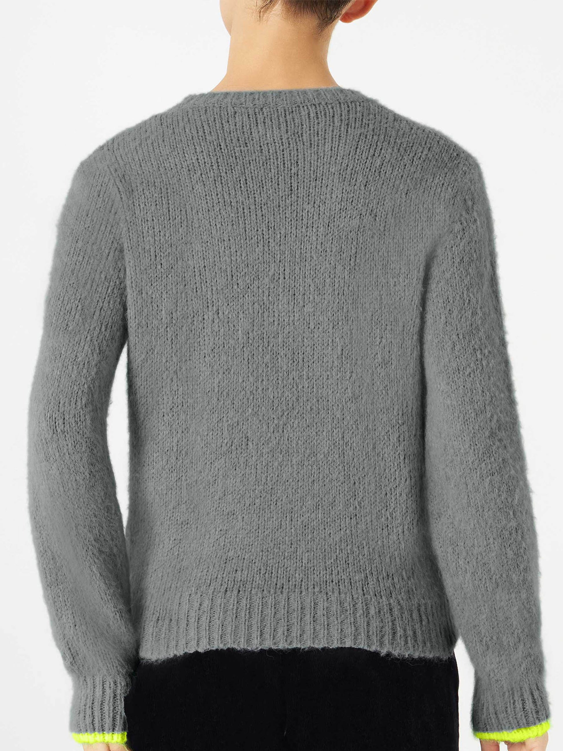 Woman grey brushed sweater with Mai una Gioia embroidery - MC2 Saint Barth