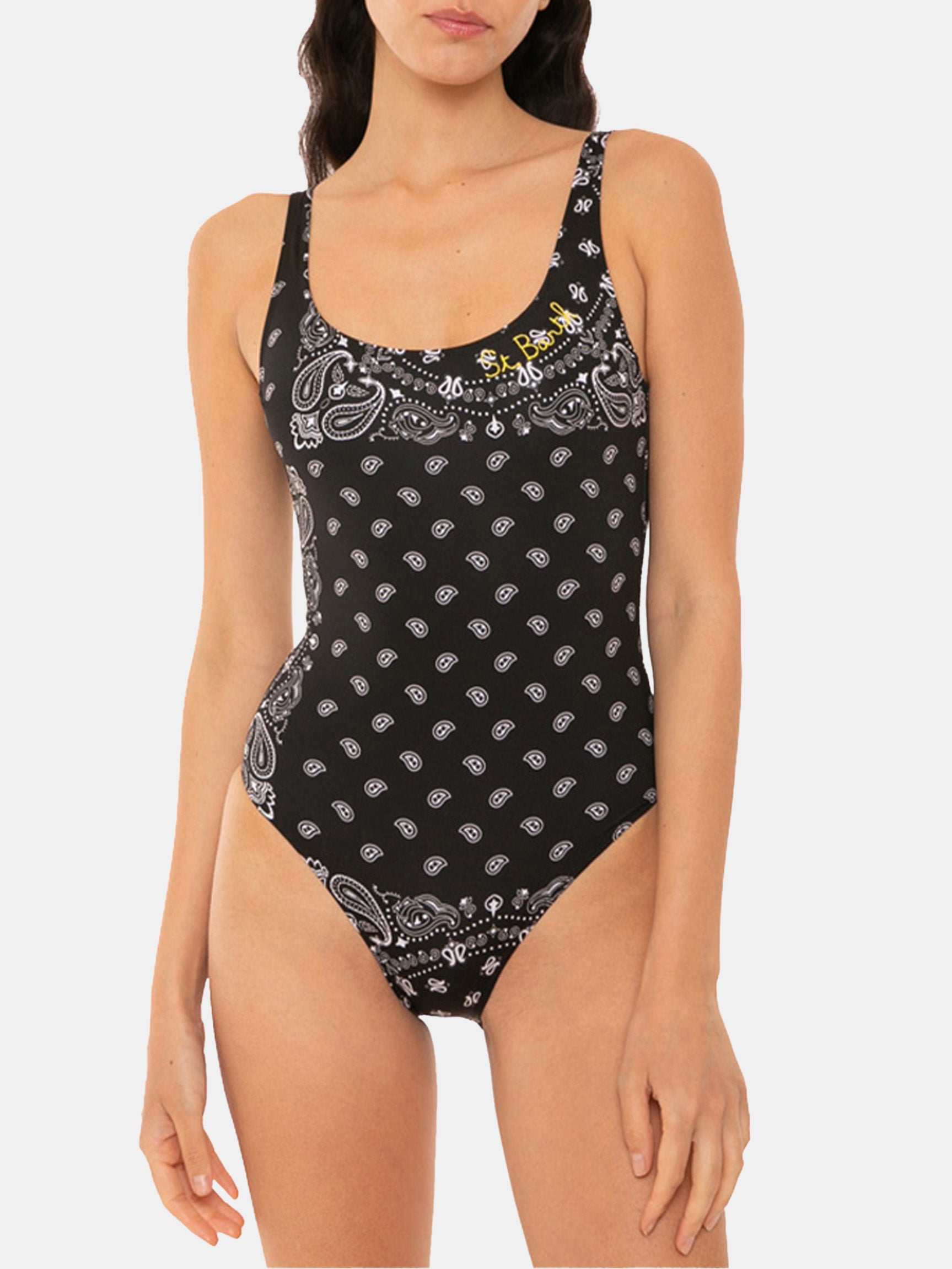 Woman one piece swimsuit with bandanna print - MC2 Saint Barth