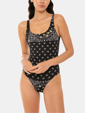 Woman one piece swimsuit with bandanna print - MC2 Saint Barth