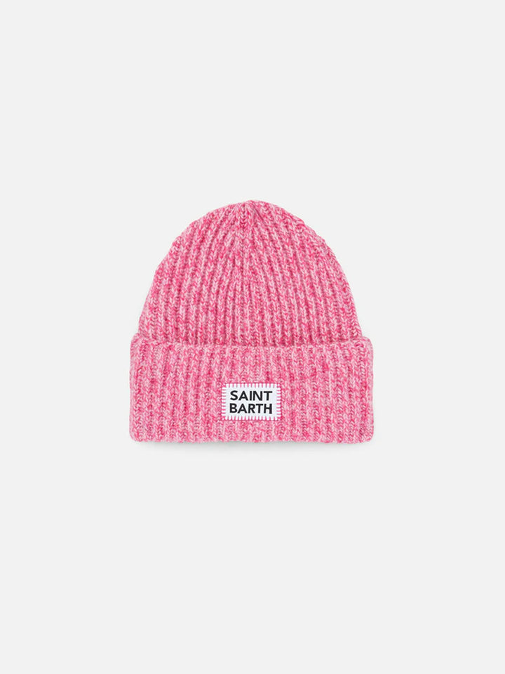 Girl pink mouliné beanie with Saint Barth embroidery - MC2 Saint Barth