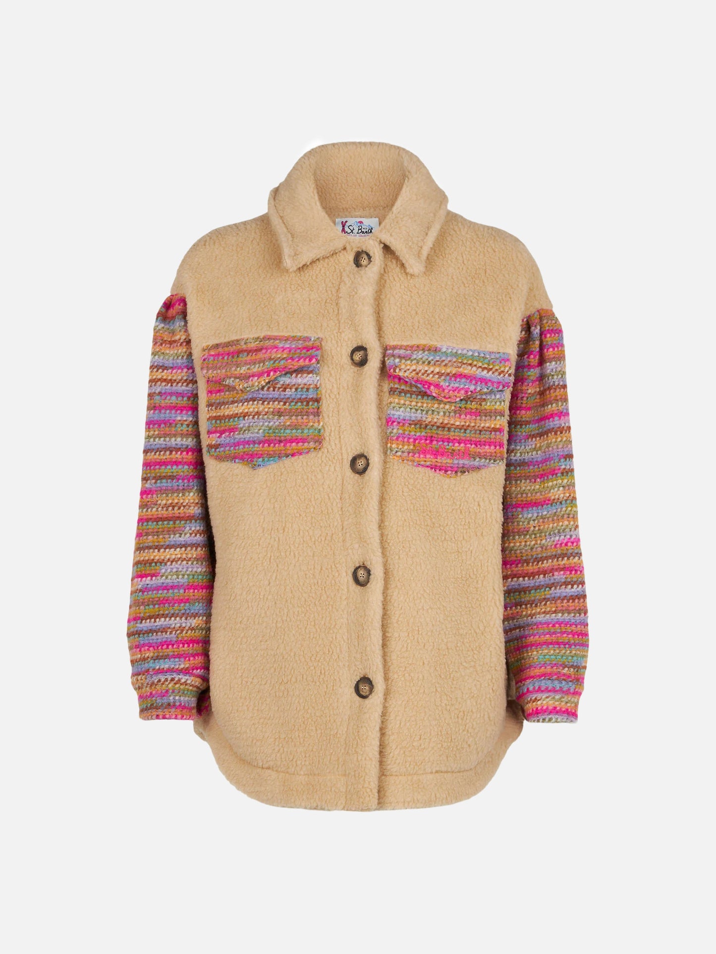 Sovracamicia da donna in sherpa con dettagli crochet