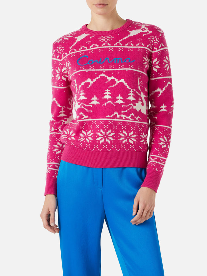Damenpullover mit Norwegermuster und Courma-Stickerei