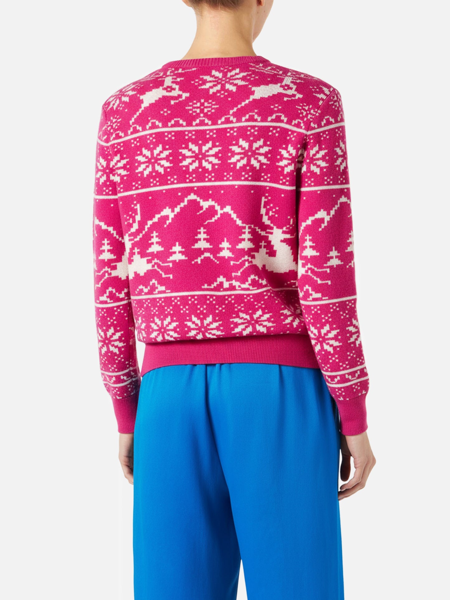 Damenpullover mit Norwegermuster und Courma-Stickerei