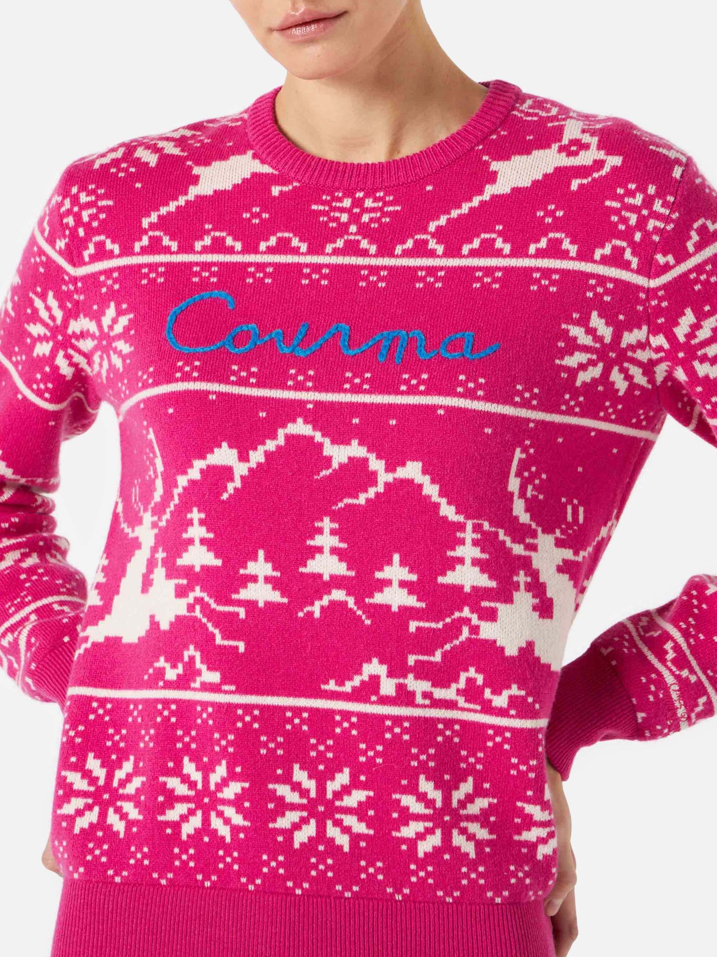 Damenpullover mit Norwegermuster und Courma-Stickerei