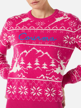 Damenpullover mit Norwegermuster und Courma-Stickerei