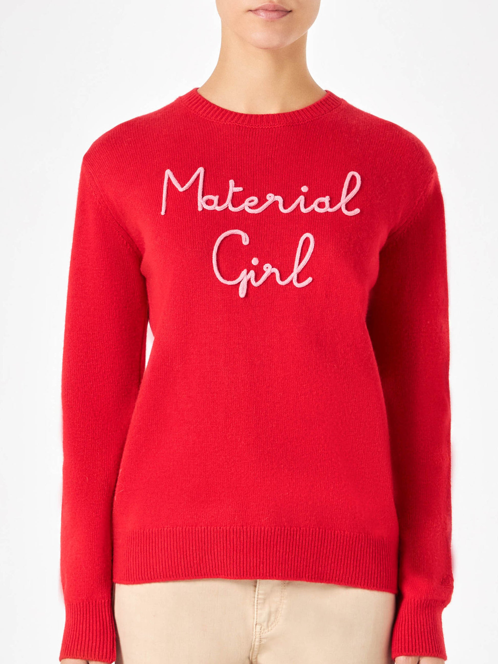 Woman sweater with Material girl embroidery | NIKI DJ SPECIAL EDITION - MC2 Saint Barth