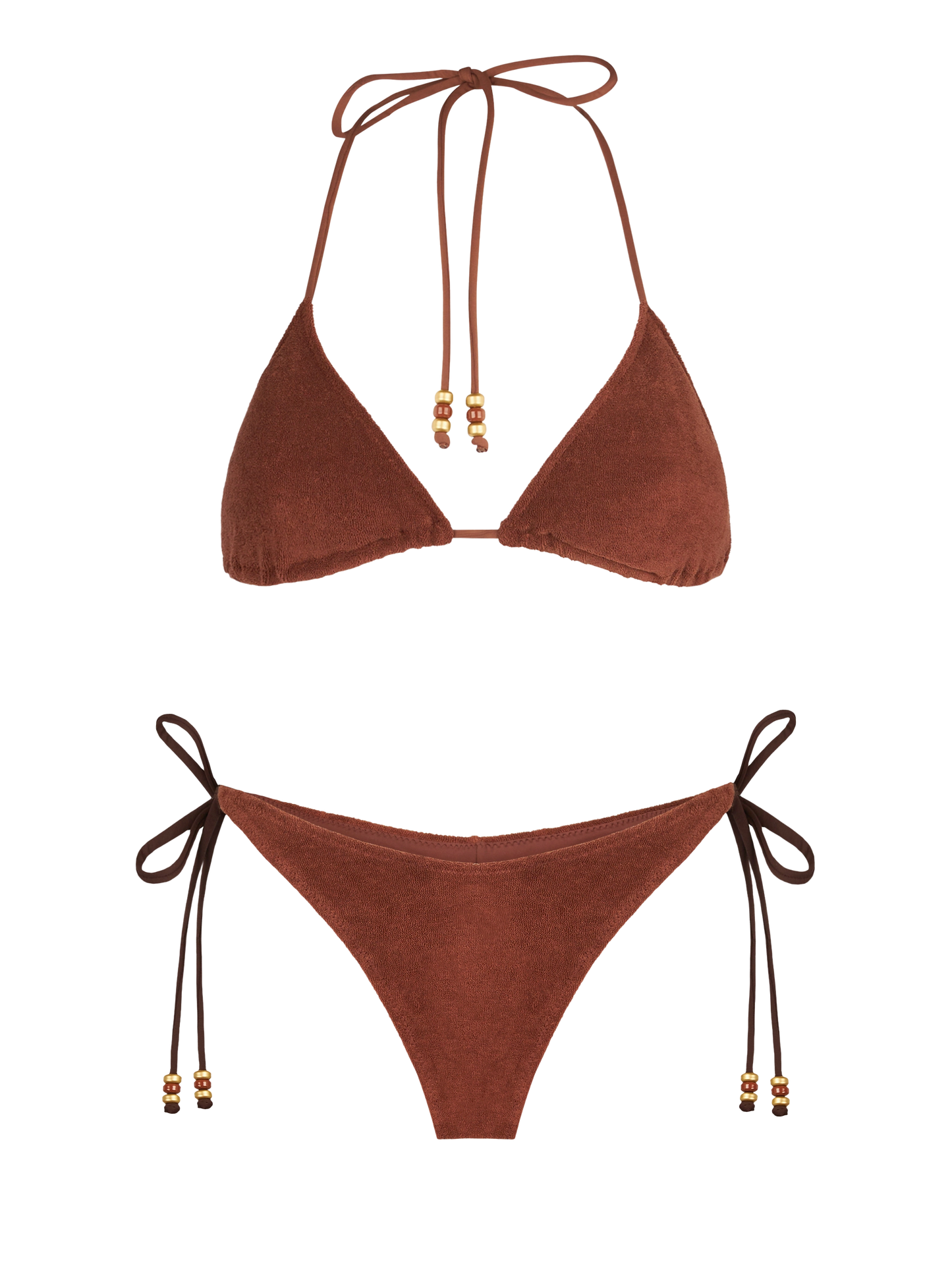 Woman brown terry triangle bikini - MC2 Saint Barth