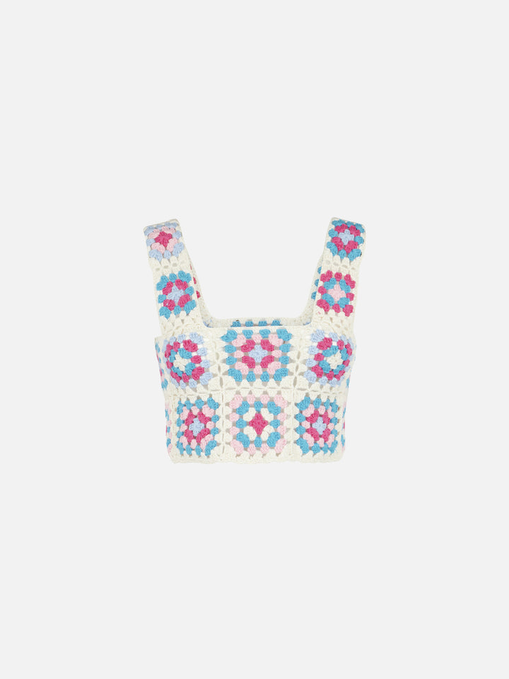 Halima mehrfarbiges Crochet-Top 