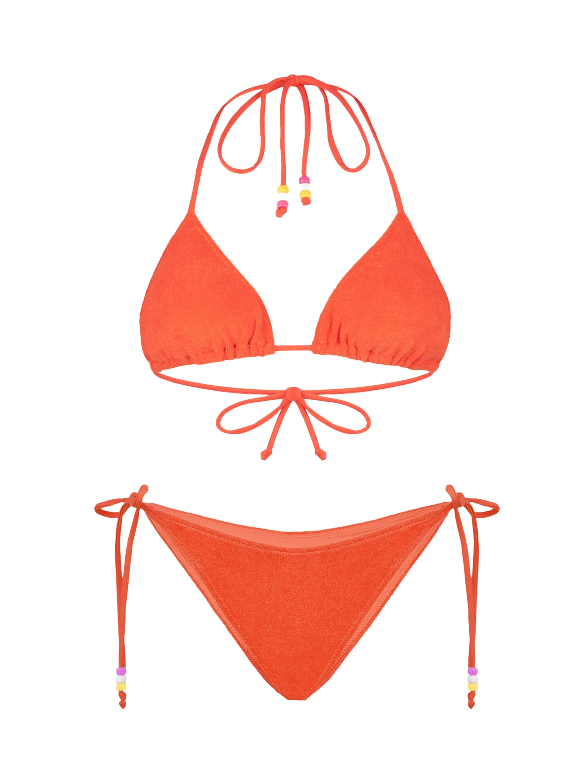 Woman orange terry triangle bikini with charms - MC2 Saint Barth