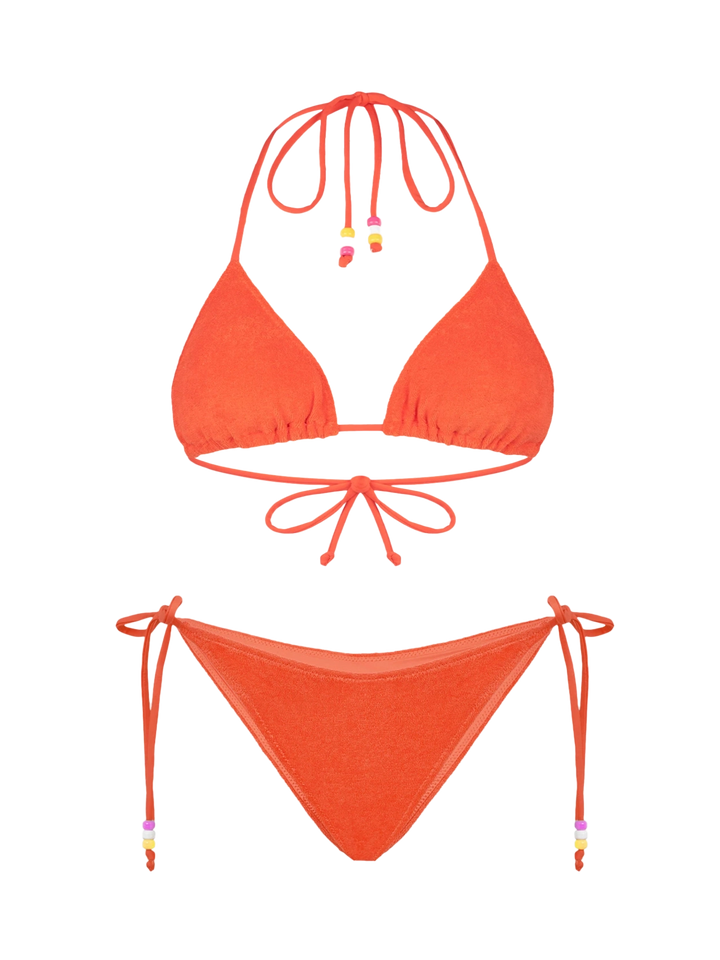 Woman orange terry triangle bikini with charms - MC2 Saint Barth