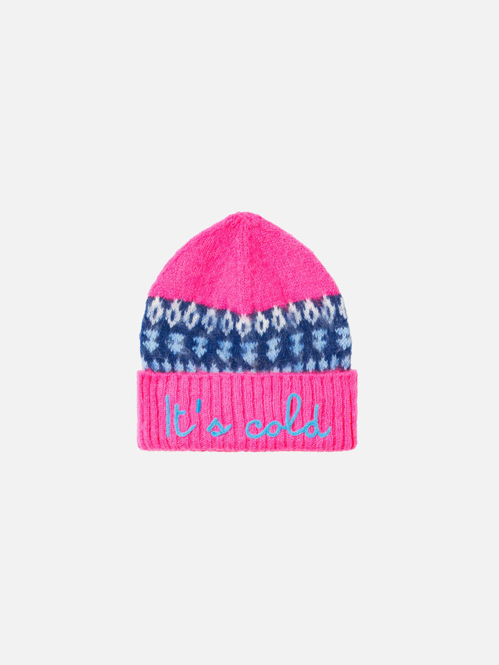 Woman soft beanie with nordic jacquard and embroidery - MC2 Saint Barth