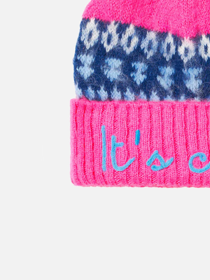 Woman soft beanie with nordic jacquard and embroidery - MC2 Saint Barth