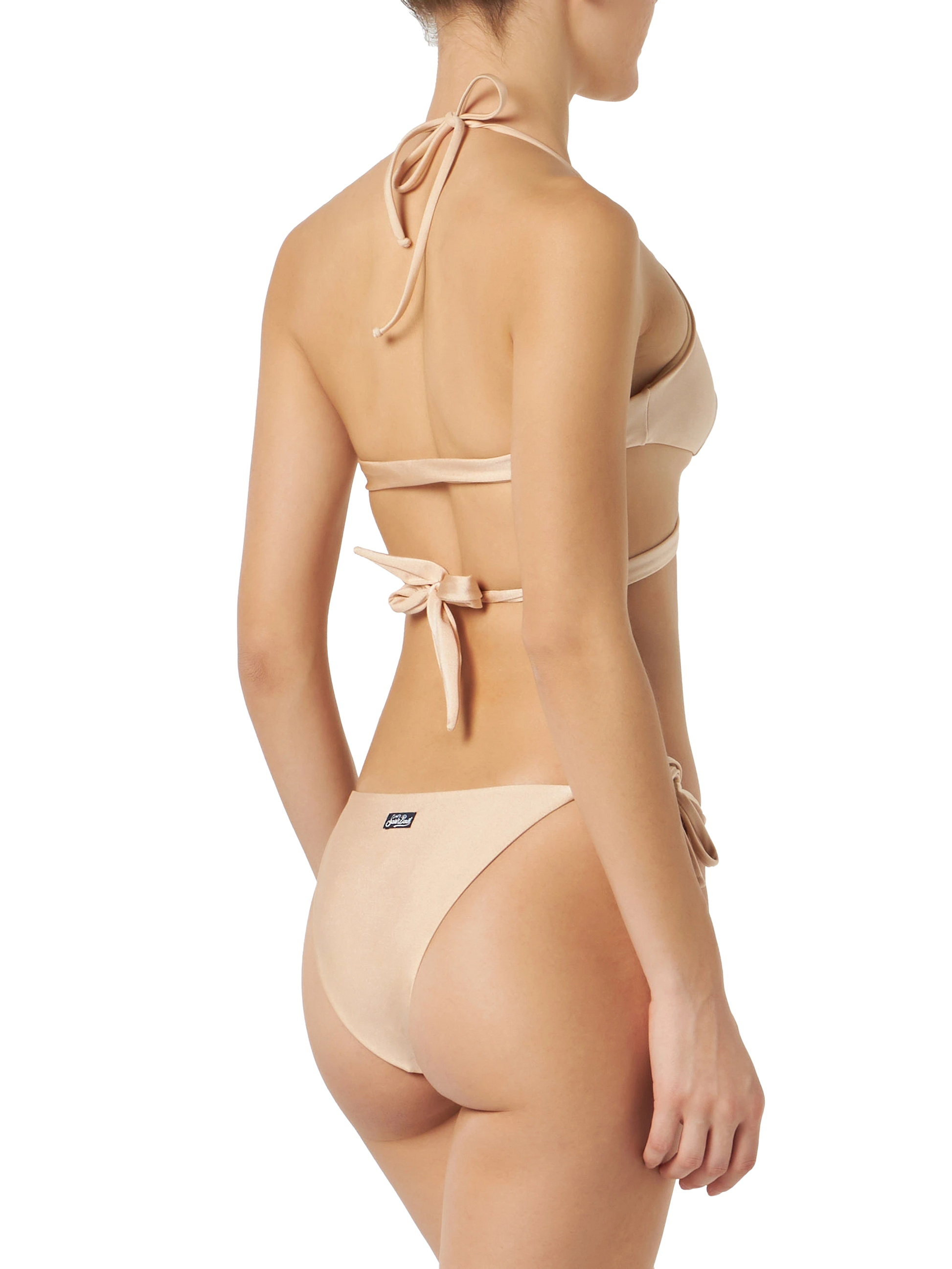 Woman shiny beige wrap triangle bikini - MC2 Saint Barth
