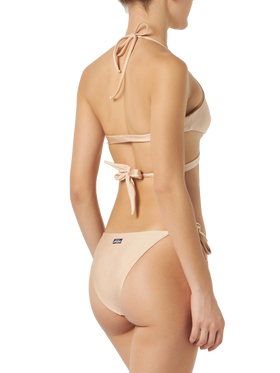 Woman shiny beige wrap triangle bikini - MC2 Saint Barth