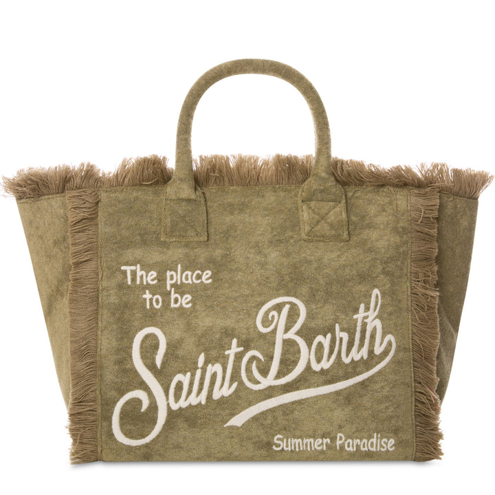 Vanity military green terry shoulder bag