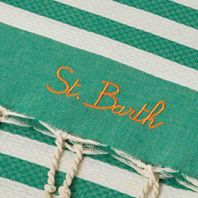 Fouta classic honeycomb with white and green stripes - MC2 Saint Barth