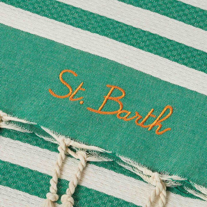 Fouta classic honeycomb with white and green stripes - MC2 Saint Barth
