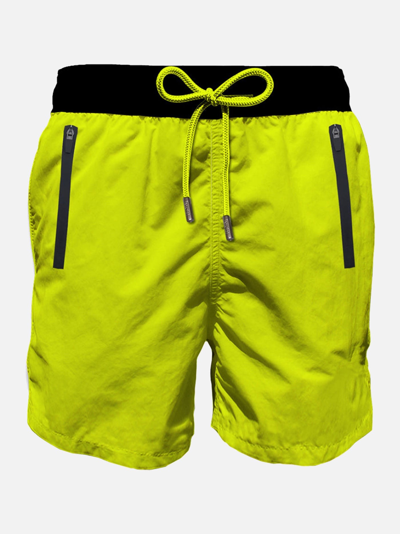Fluo yellow light fabric zipped swim shorts - MC2 Saint Barth