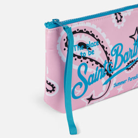 Pochette Aline in scuba con stampa paisley rosa