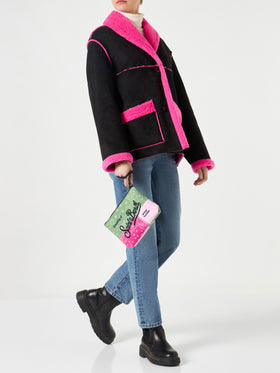 Pochette Aline in lana con stampa argyle