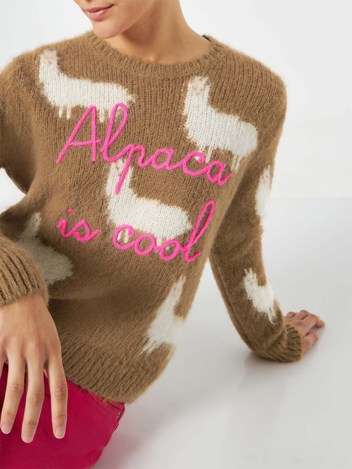 Woman brushed sweater with Alpaca and Alpaca is cool embroidery - MC2 Saint Barth