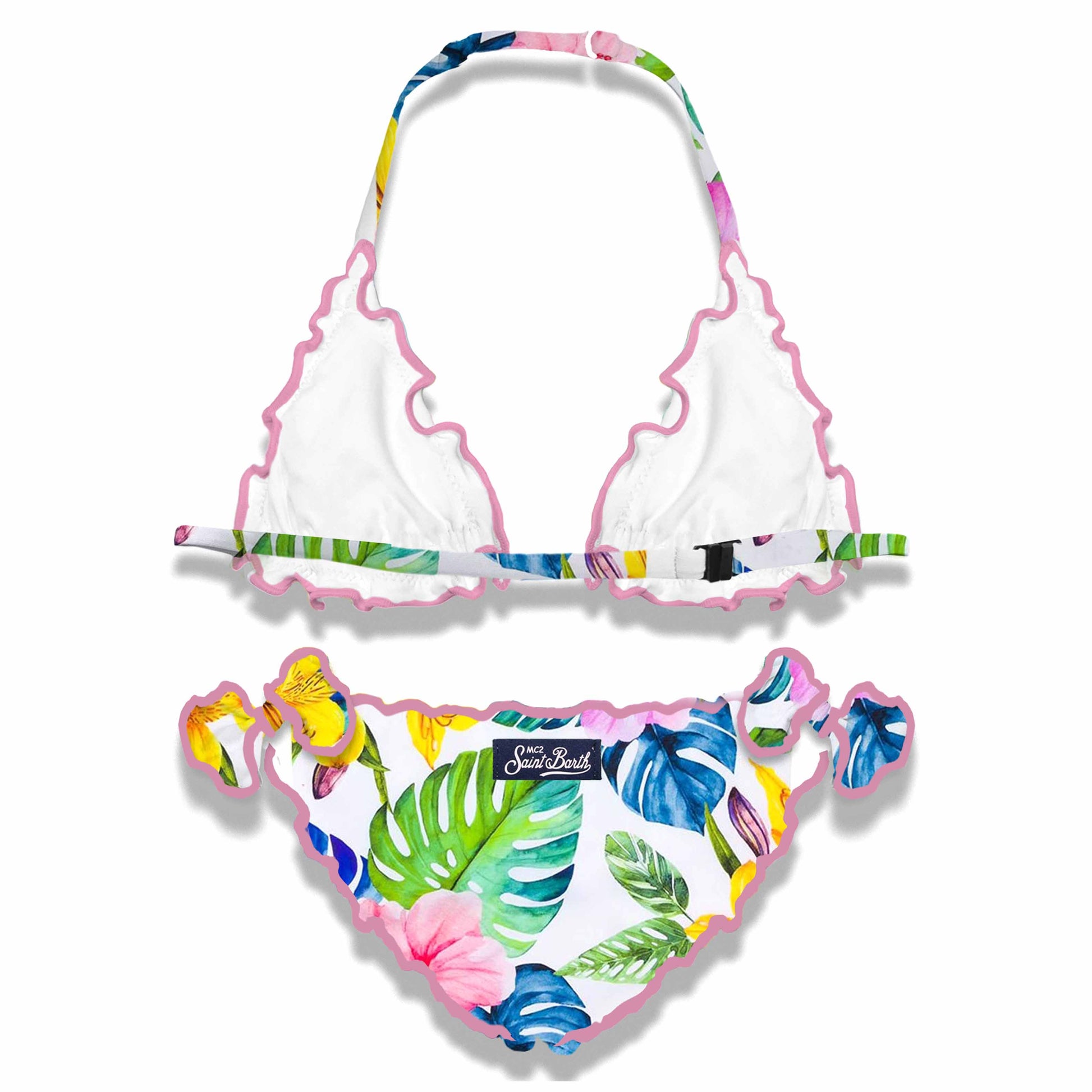 Girl triangle bikini with tropical print - MC2 Saint Barth
