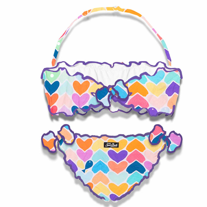 Girl bandeau bikini with multicolor hearts print - MC2 Saint Barth