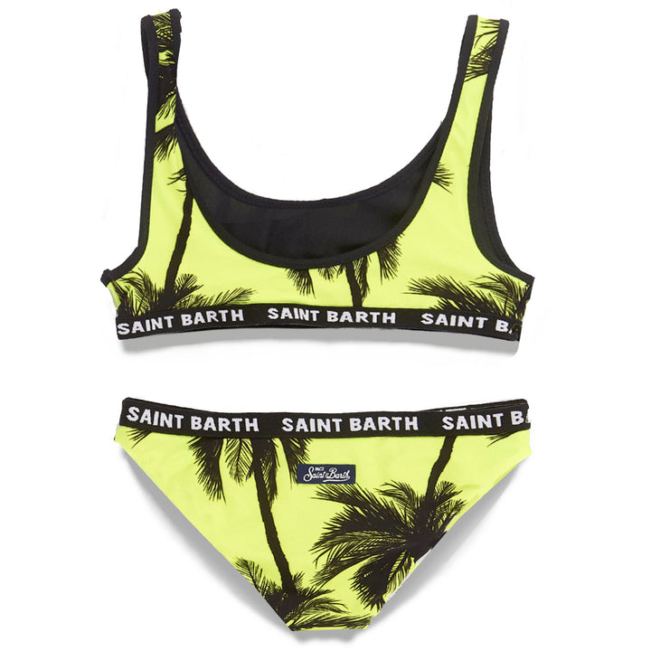 Black palm all over print girl's bralette bikini - MC2 Saint Barth