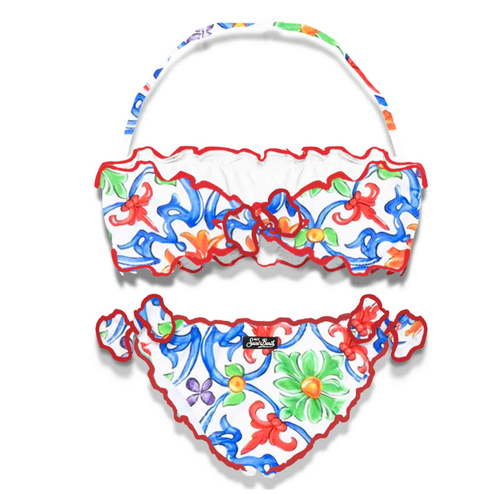 Girl bandeau bikini with majolica print - MC2 Saint Barth