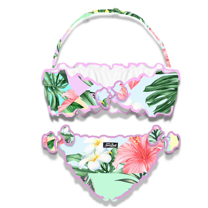 Girl bandeau bikini with flower print - MC2 Saint Barth