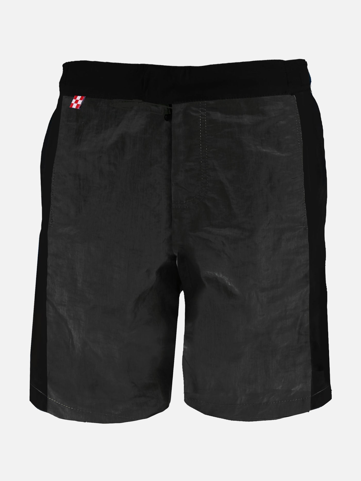Check swim shorts with contrast lateral band - MC2 Saint Barth