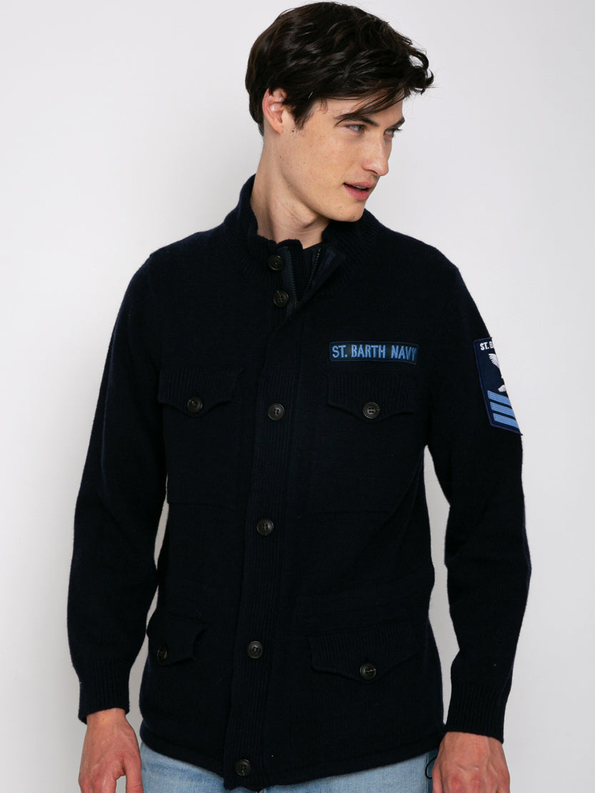 Knitted field jacket with patch - MC2 Saint Barth