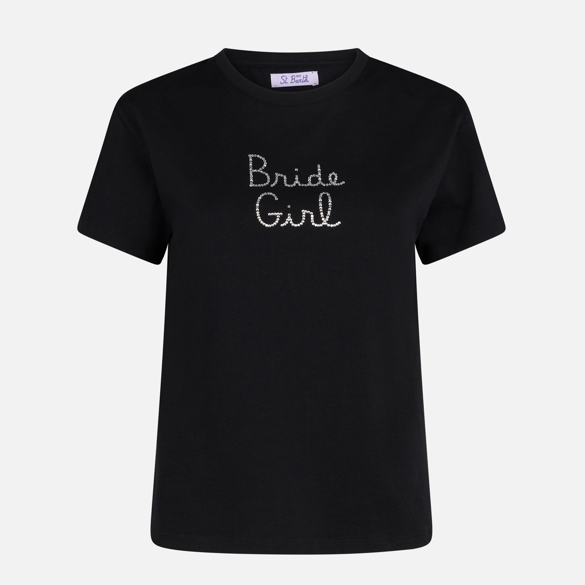 Woman cotton t-shirt with Bride Girl rhinestone embroidery - MC2 Saint Barth