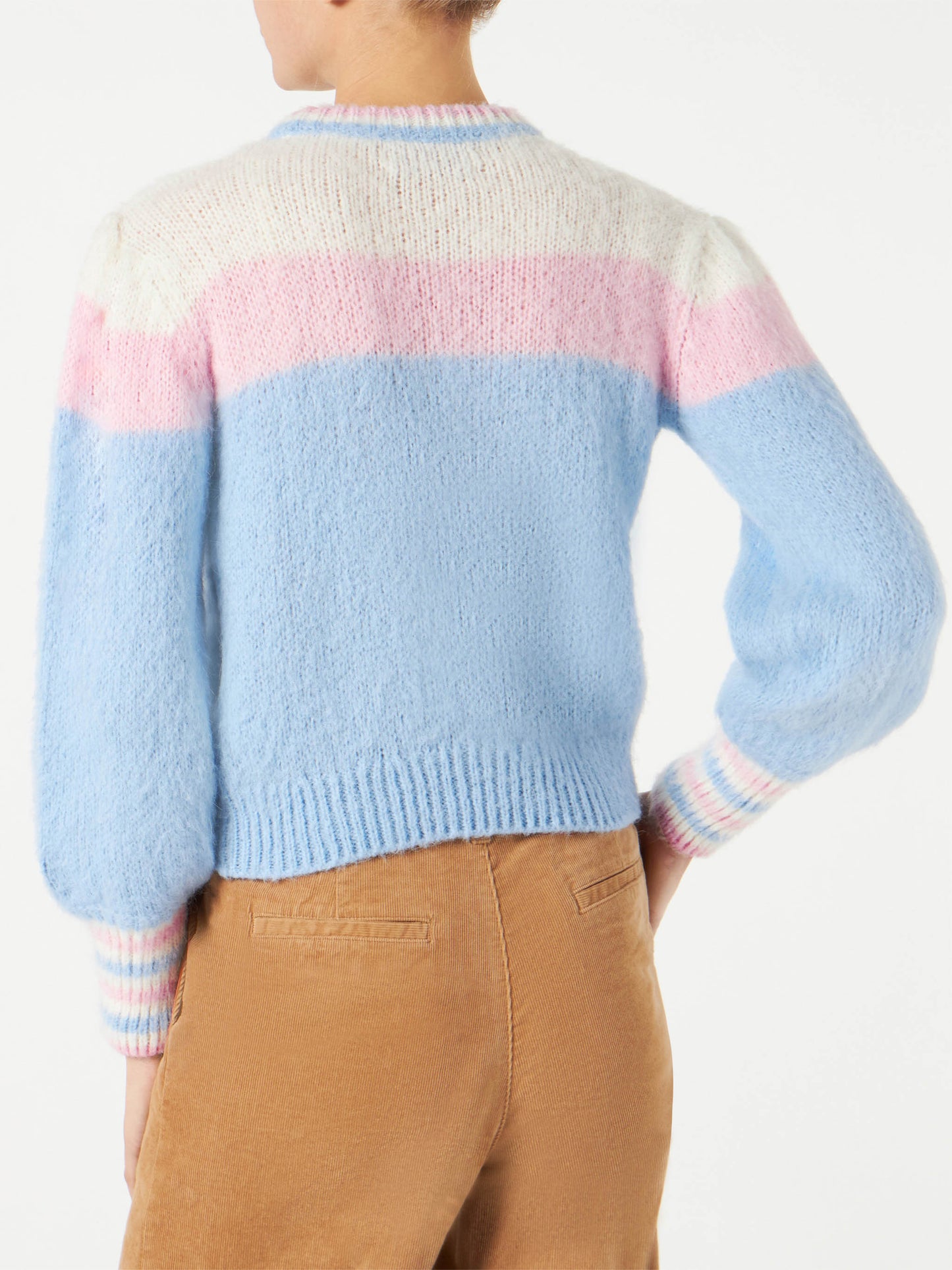 Brushed knit sweater with puff sleeves and St. Barth embroidery - MC2 Saint Barth
