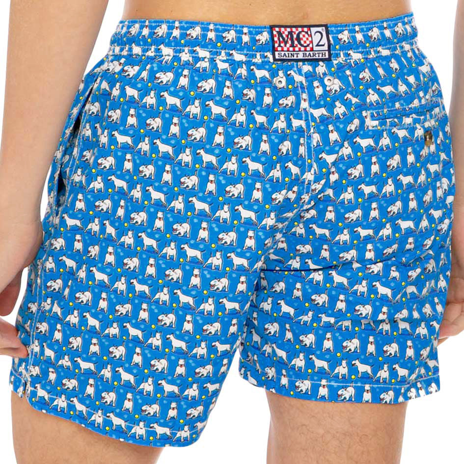 Light fabric man swim shorts bull terrier print - MC2 Saint Barth
