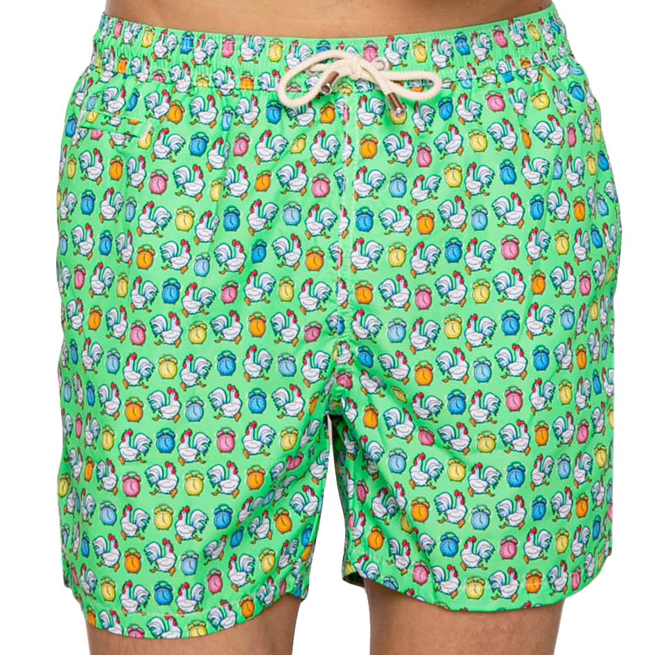 Light fabric man swim shorts roosters print - MC2 Saint Barth