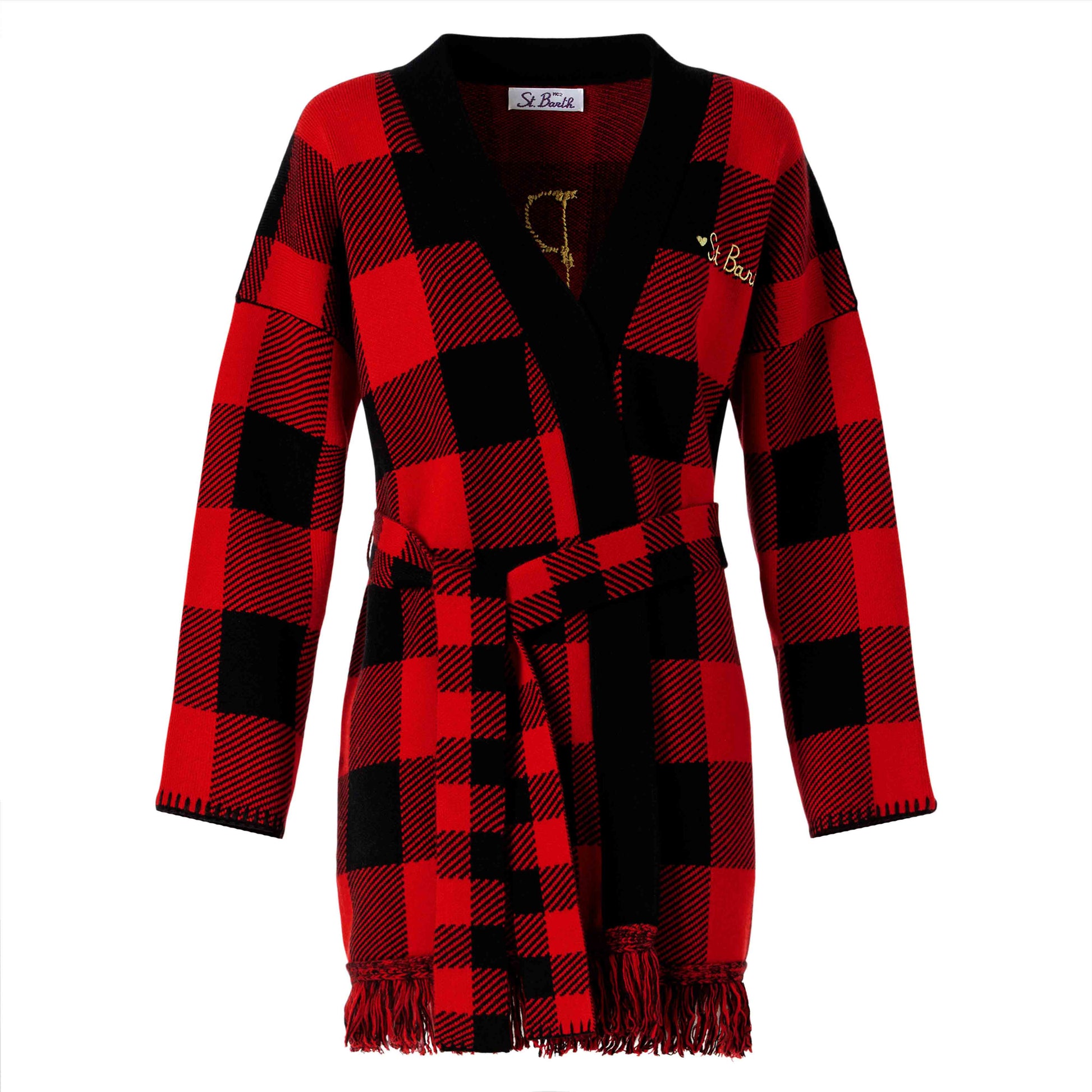 Woman coat with belt and St. Barth embroidery - MC2 Saint Barth